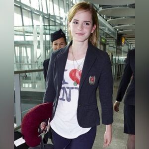 American Eagle Navy Cotton Crested Blazer Jacket Size M